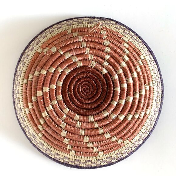 Vintage 8” Moroccan Hand Coiled Woven Basket Boho | eBay Moroccan Coiled Hand Woven Round Multicolor Hangable Basket: 9\